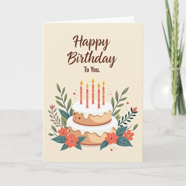Tarjeta de cumpleaños con arte de vela encendida (Anverso)