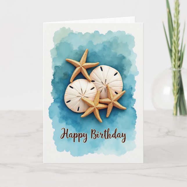 Tarjeta de cumpleaños con arte del océano dulce (Anverso)