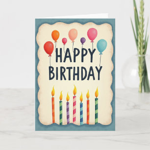 Tarjeta de cumpleaños con arte en color turquesa