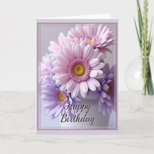 Tarjeta de cumpleaños con arte floral suave