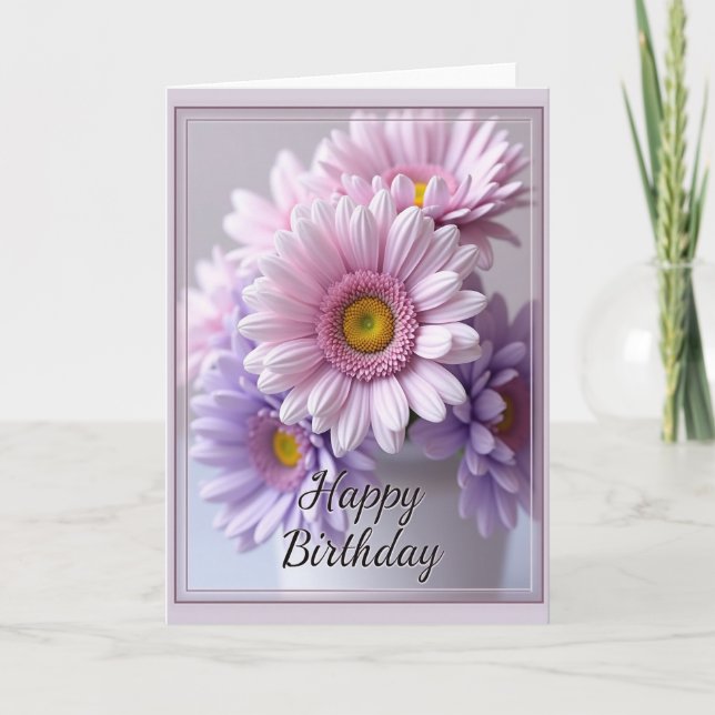 Tarjeta de cumpleaños con arte floral suave (Anverso)