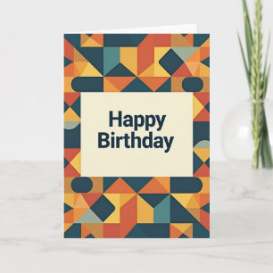 Tarjeta de cumpleaños con arte geométrico