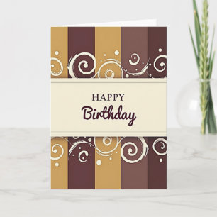 Tarjeta de cumpleaños con banda de crema enmarcada