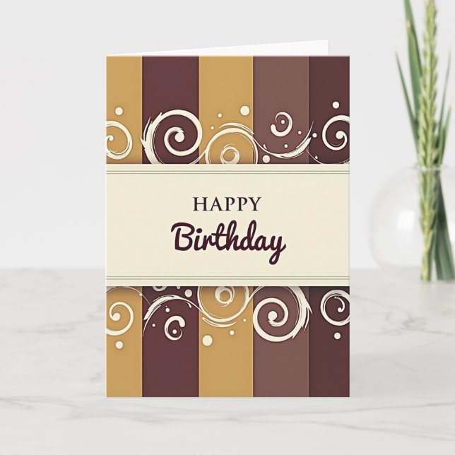 Tarjeta de cumpleaños con banda de crema enmarcada (Anverso)