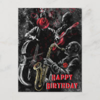 Tarjeta de cumpleaños con banda de música de jazz