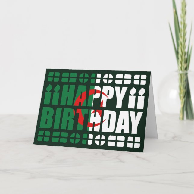 Tarjeta de cumpleaños con bandera argelina (Anverso)