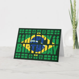 Tarjeta de cumpleaños con bandera de Brasil