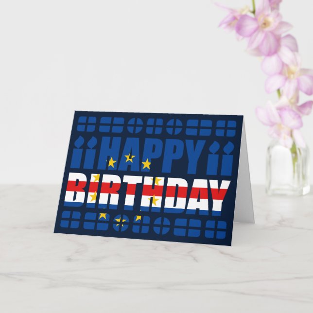 Tarjeta de cumpleaños con bandera de Cabo Verde (Orquídea)