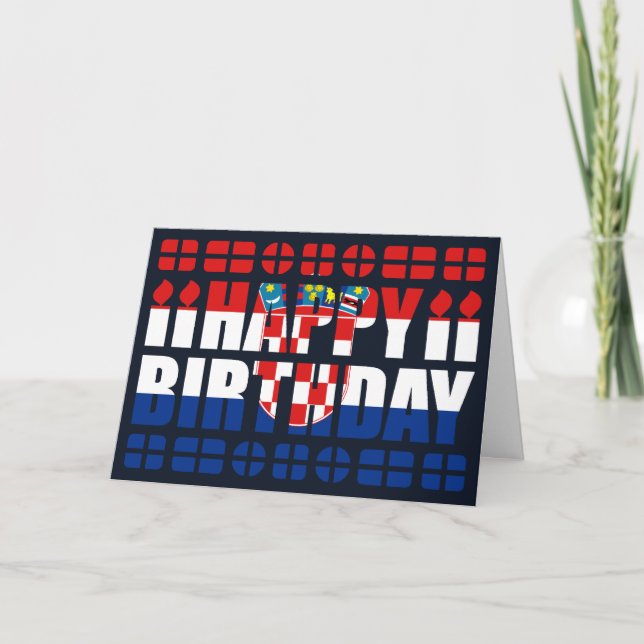Tarjeta de cumpleaños con bandera de Croacia (Anverso)