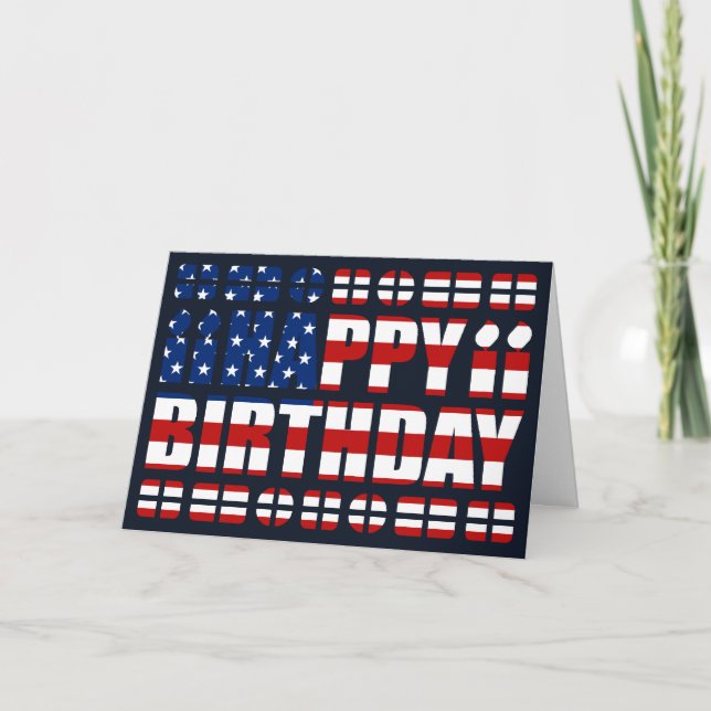 Tarjeta de cumpleaños con bandera de Estados Unido (Anverso)