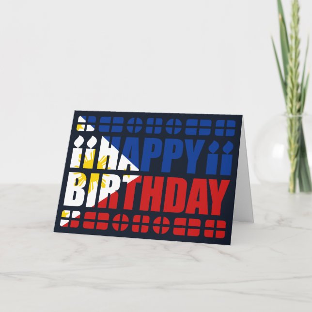 Tarjeta de cumpleaños con bandera de Filipinas (Anverso)
