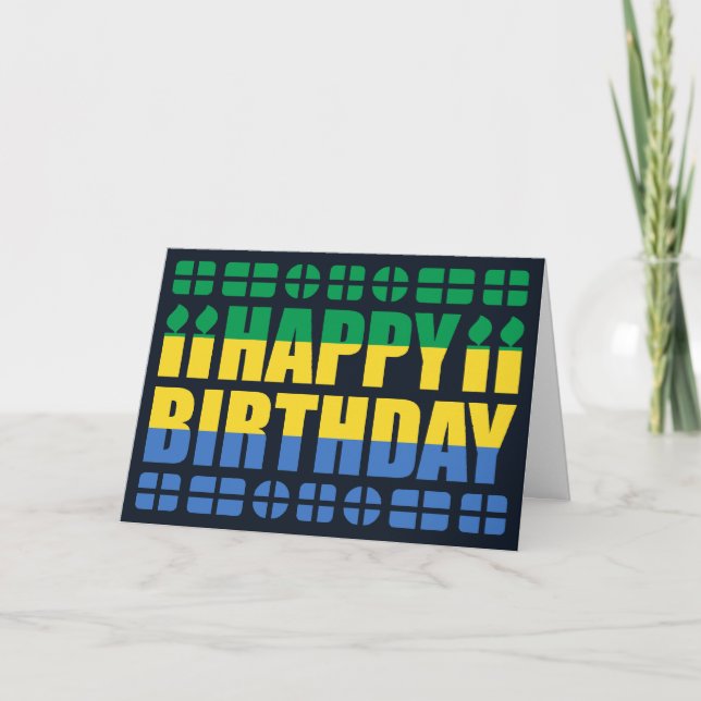 Tarjeta de cumpleaños con bandera de Gabón (Anverso)