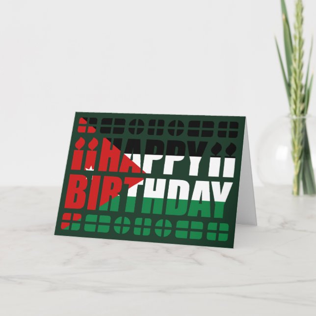 Tarjeta de cumpleaños con bandera de Jordania (Anverso)