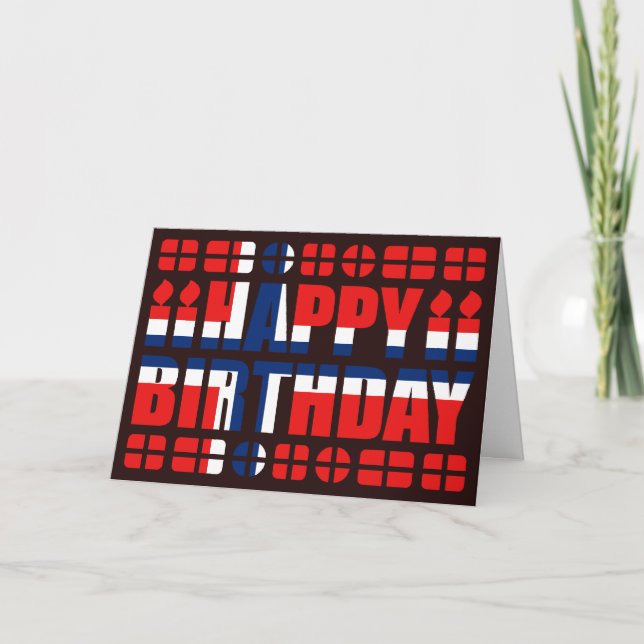 Tarjeta de cumpleaños con bandera de Noruega (Anverso)
