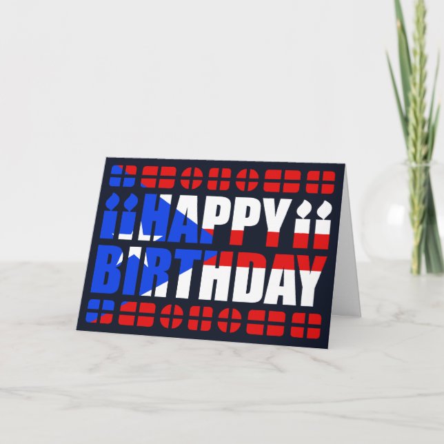 Tarjeta de cumpleaños con bandera de Puerto Rico (Anverso)