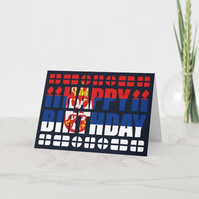 Tarjeta de cumpleaños con bandera de Serbia (Anverso)