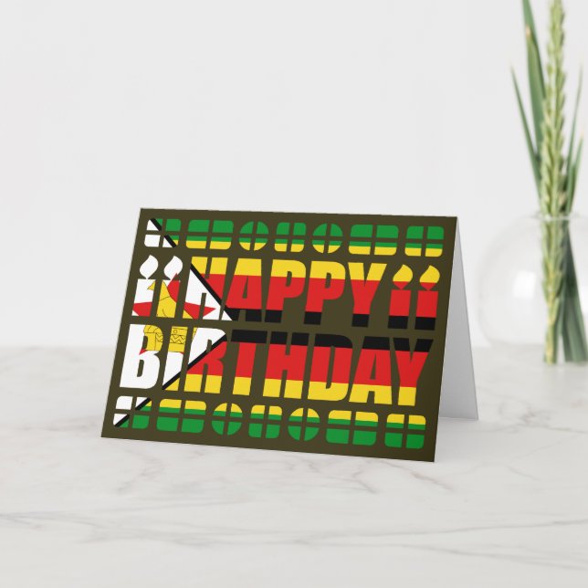 Tarjeta de cumpleaños con bandera de Zimbabue (Anverso)