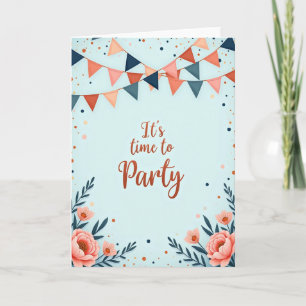 Tarjeta de cumpleaños con banderín de fiesta