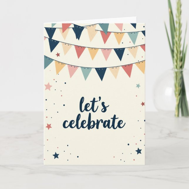 Tarjeta de cumpleaños con banderines (Anverso)