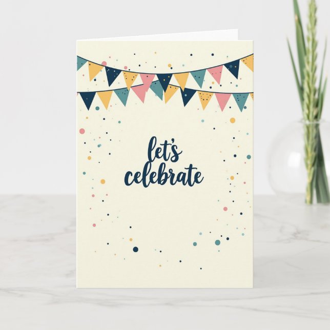 Tarjeta de cumpleaños con banderines caprichosos (Anverso)