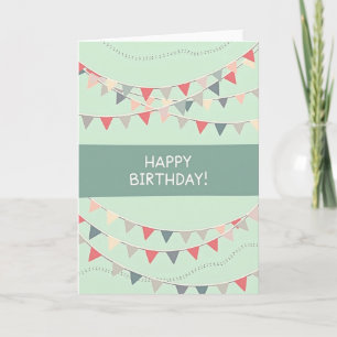 Tarjeta de cumpleaños con banderines de menta