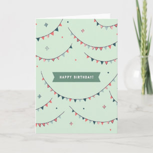 Tarjeta de cumpleaños con banderines pastel