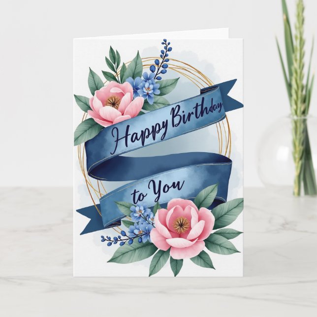 Tarjeta de cumpleaños con banner de lujo (Anverso)