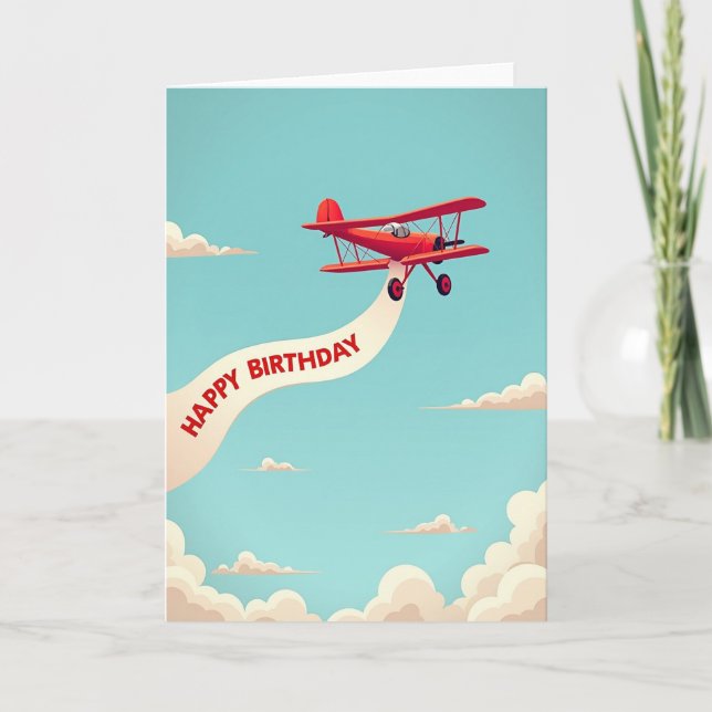 Tarjeta de Cumpleaños con Biplano (Anverso)