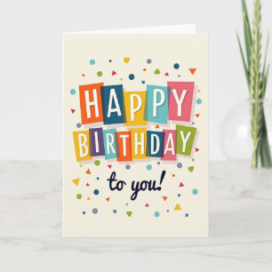 Tarjeta de cumpleaños con bloques brillantes