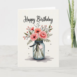 Tarjeta de cumpleaños con boceto floral