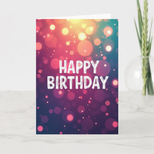 Tarjeta de cumpleaños con bokeh vibrante
