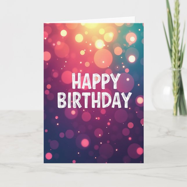 Tarjeta de cumpleaños con bokeh vibrante (Anverso)