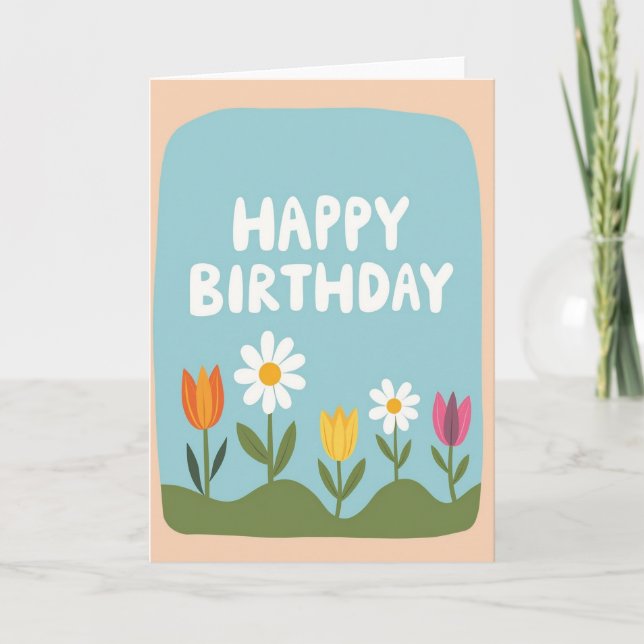 Tarjeta de cumpleaños con borde de melocotón (Anverso)