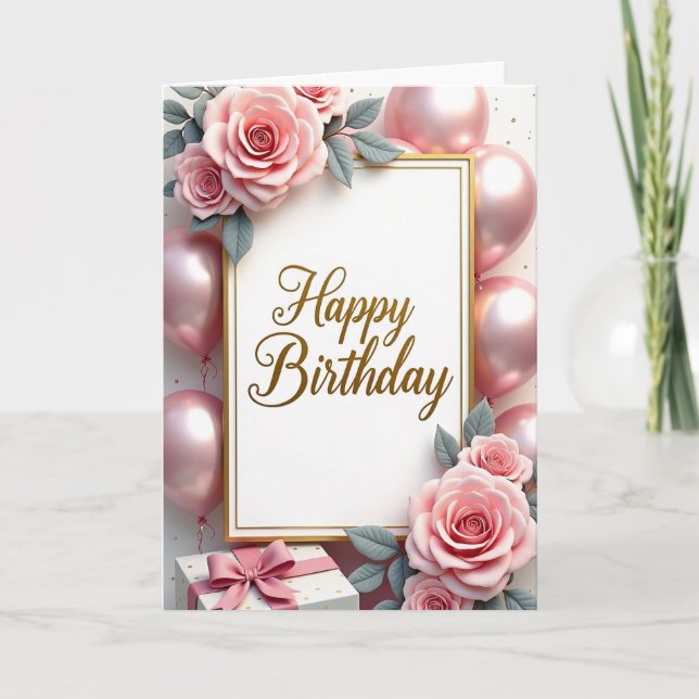 Tarjeta de cumpleaños con borde dorado (Anverso)