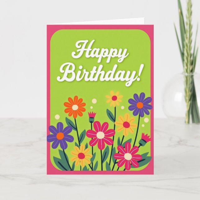 Tarjeta de cumpleaños con borde magenta (Anverso)