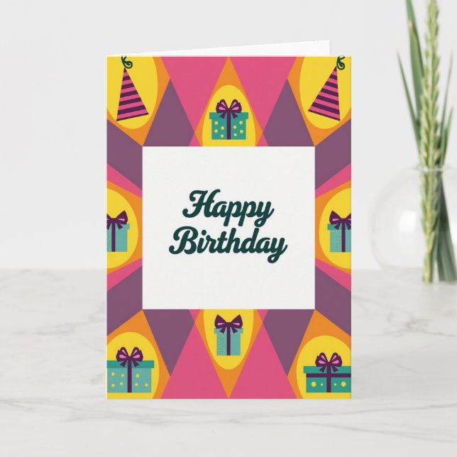 Tarjeta de cumpleaños con borde vibrante (Anverso)