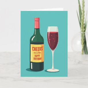 Tarjeta de cumpleaños con botella de Cheers