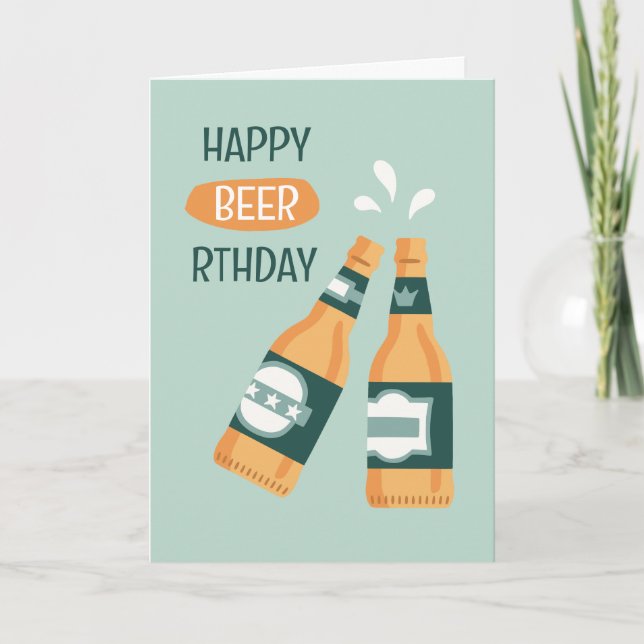 Tarjeta de cumpleaños con botellas de cerveza dive (Anverso)