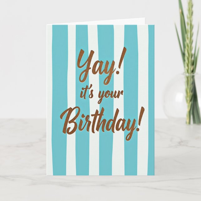 Tarjeta de cumpleaños con brillo a rayas (Anverso)