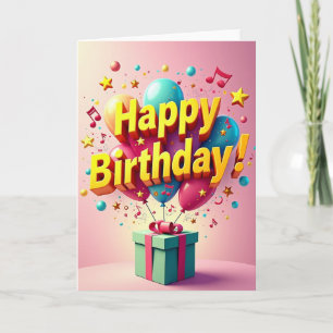 Tarjeta de cumpleaños con brillo caprichoso