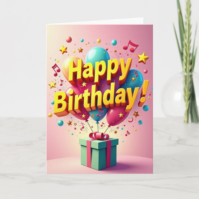 Tarjeta de cumpleaños con brillo caprichoso (Anverso)