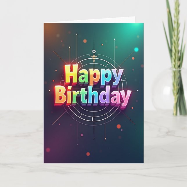 Tarjeta de cumpleaños con brillo de arcoíris (Anverso)