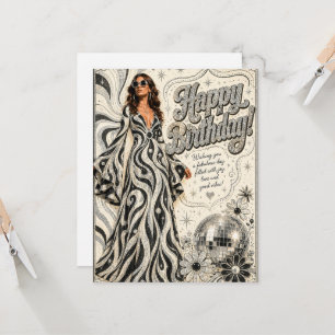 Tarjeta de cumpleaños con brillo de la reina del d