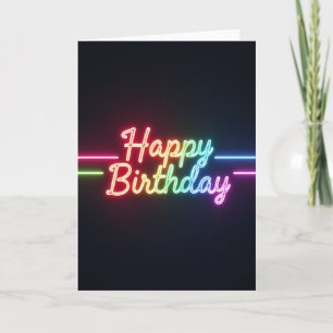 Tarjeta de cumpleaños con brillo de neón