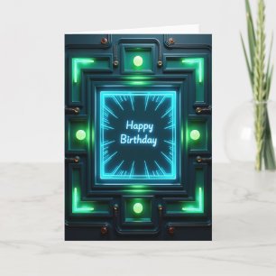 Tarjeta de cumpleaños con brillo de neón