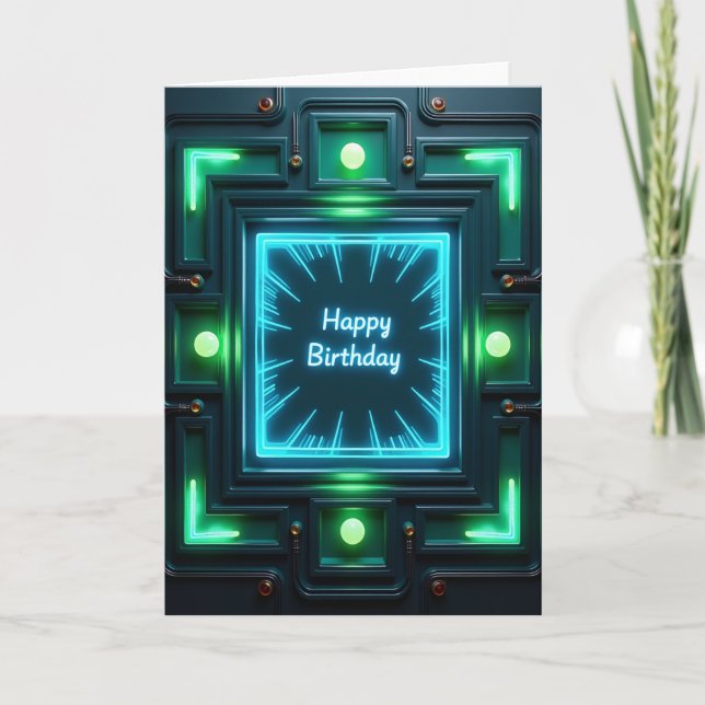 Tarjeta de cumpleaños con brillo de neón (Anverso)