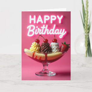 Tarjeta de cumpleaños con brillo de neón