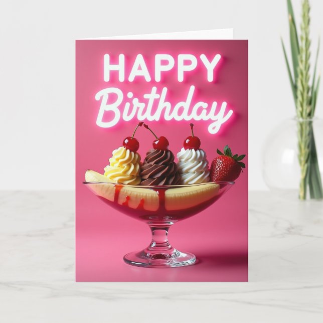 Tarjeta de cumpleaños con brillo de neón (Anverso)