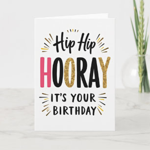 Tarjeta de cumpleaños con brillo Hooray