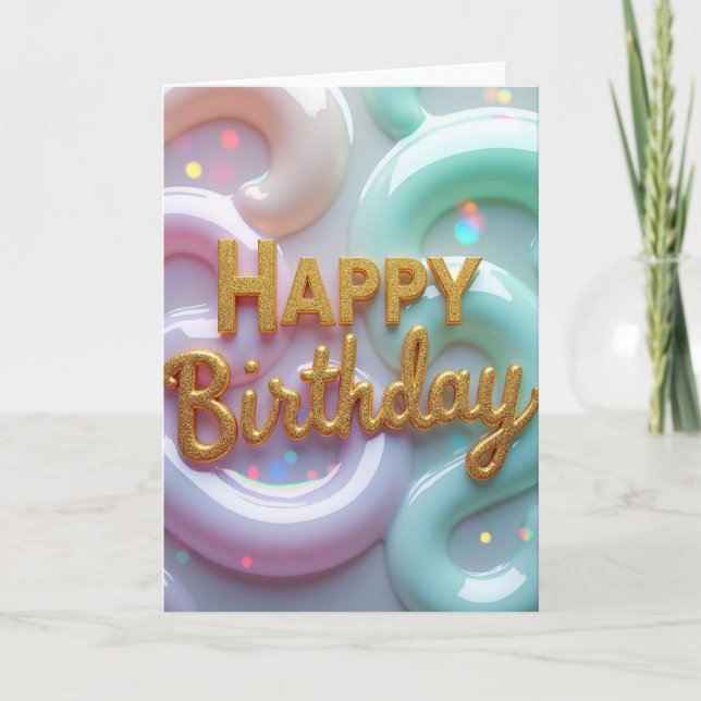 Tarjeta de cumpleaños con brillo jubiloso (Anverso)
